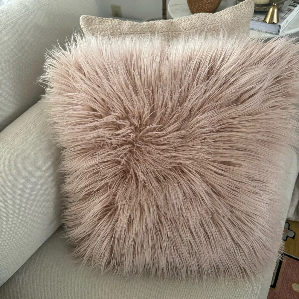 Oversize Faux Fur Square Throw Pillow